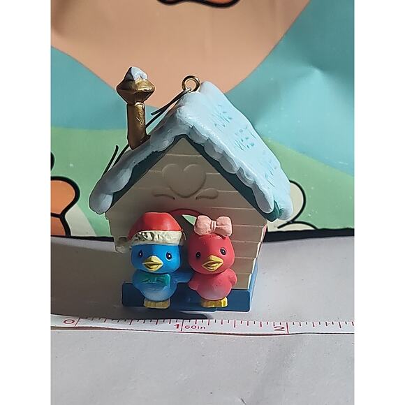 Enesco Ornament Home Tweet Home Red Blue Bird In Birdhouse 1993 New Home Owners - Picture 1 of 6